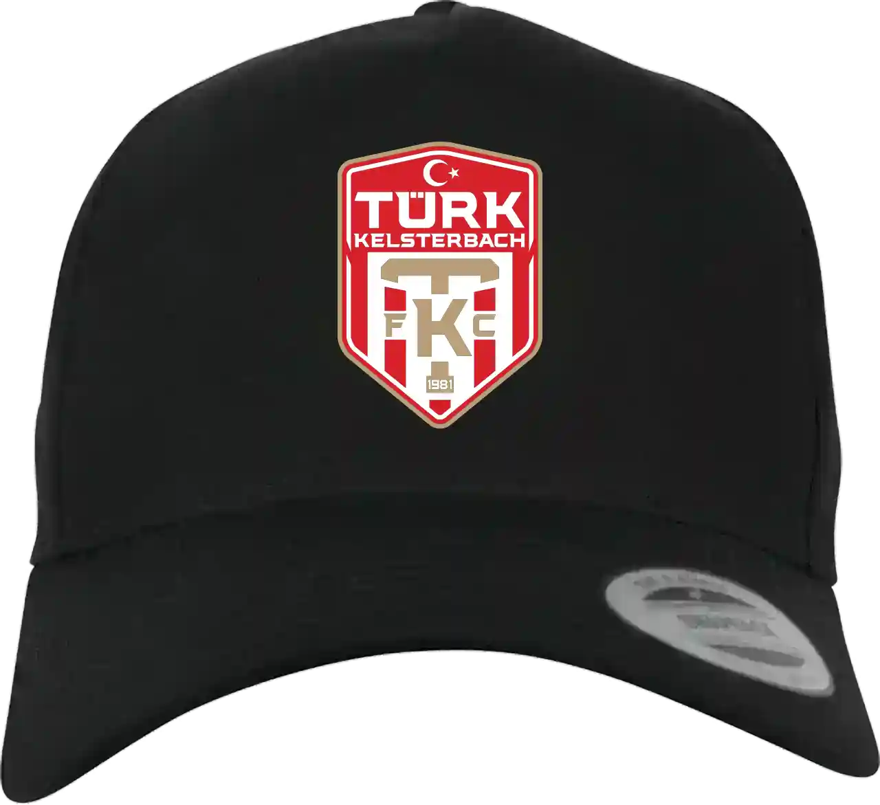Basecap 5 Panel All Black Wappen